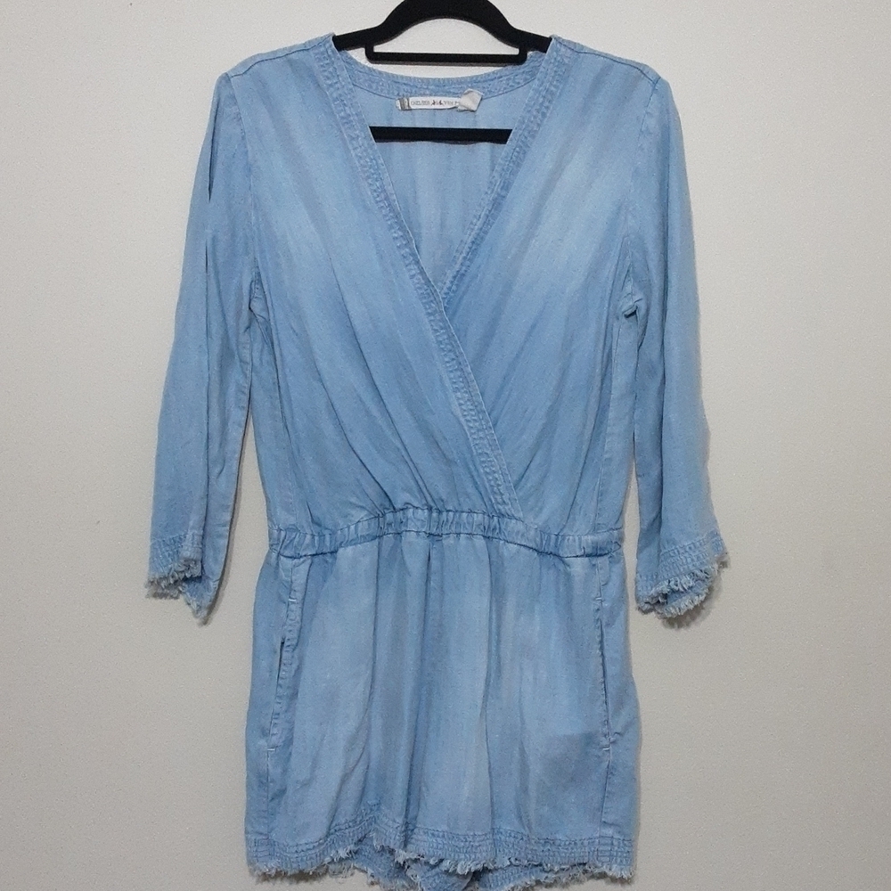 Chelsea & Violet women romper chambray M 100% tencel vacation casual y2k retro